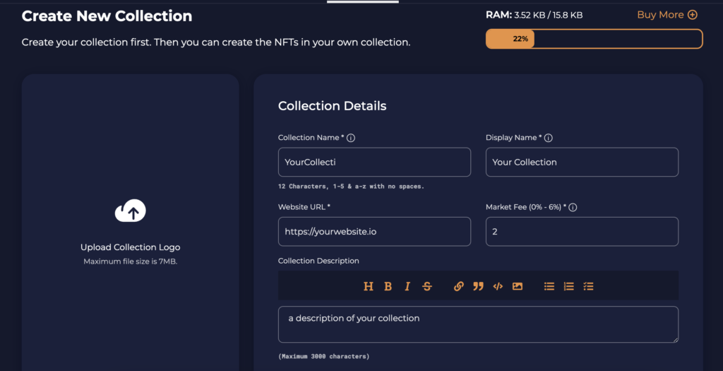 filling out collection information